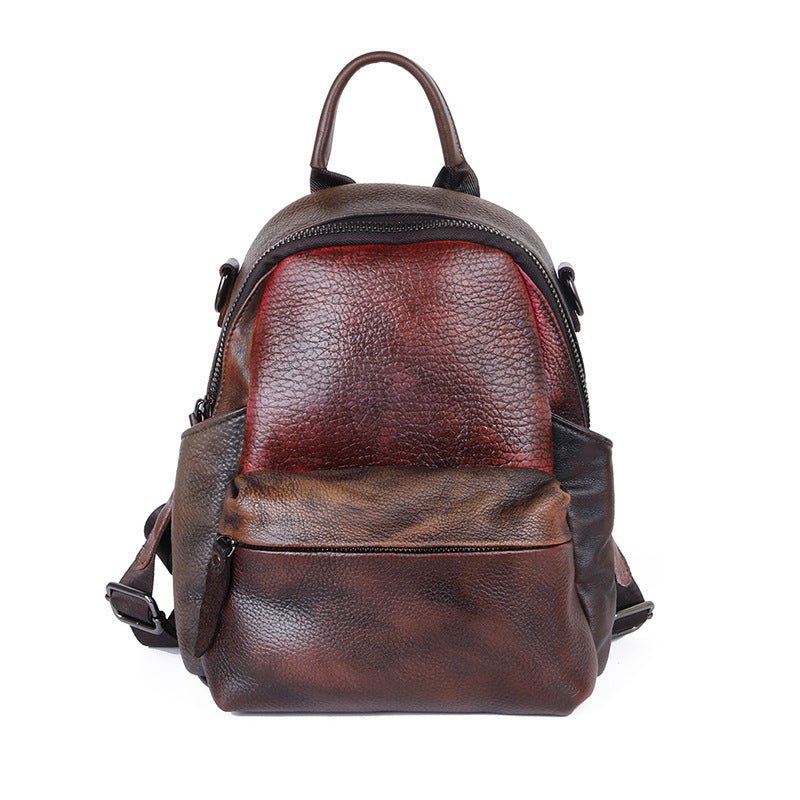 The First Layer Of Cowhide Backpack Hand Rub Color Bag Outdoor Leather Backpack