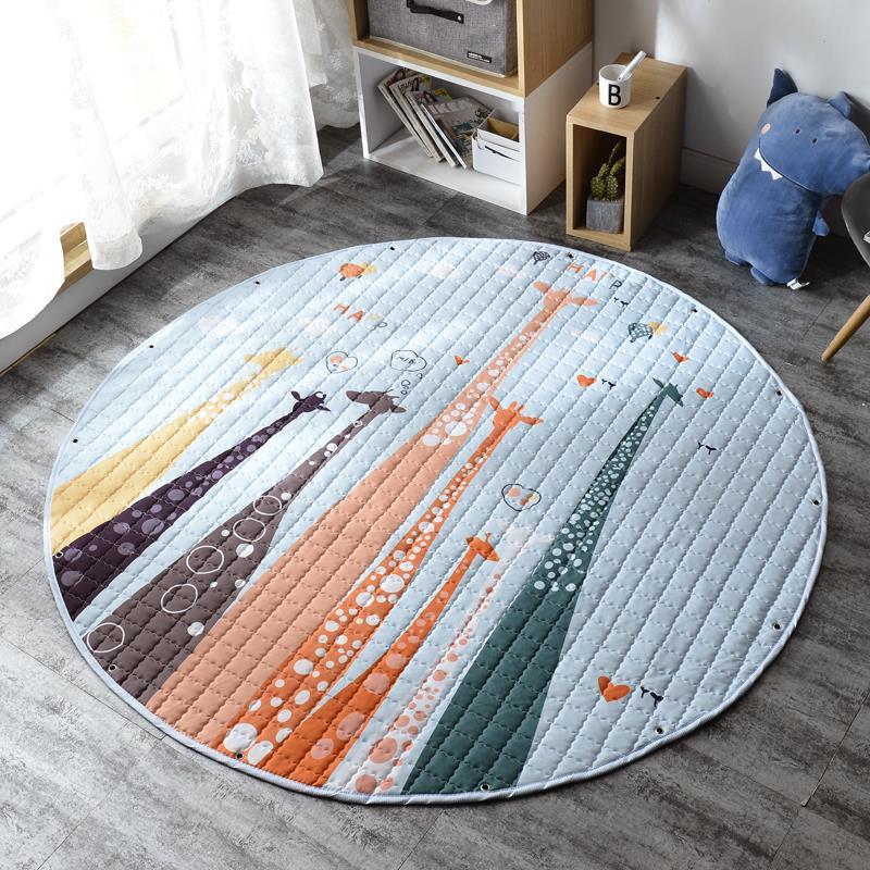 Round Fabric Baby Crawling Children's Play Mat, Toy Storage Blanket, Cotton Crawling Mat