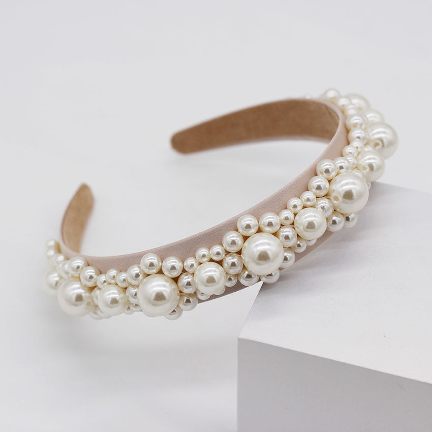 Braided large pearl hair band