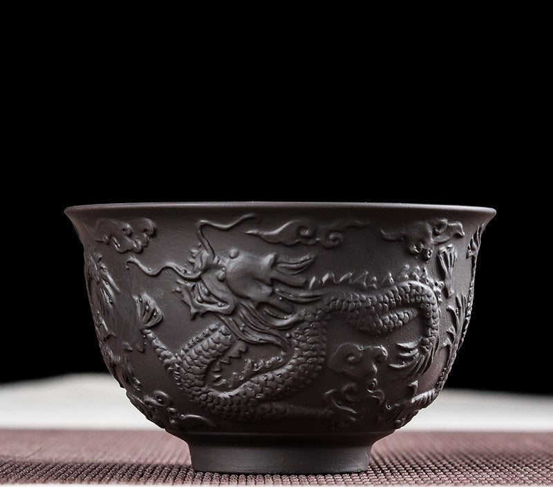 Purple sand embossed tea cup