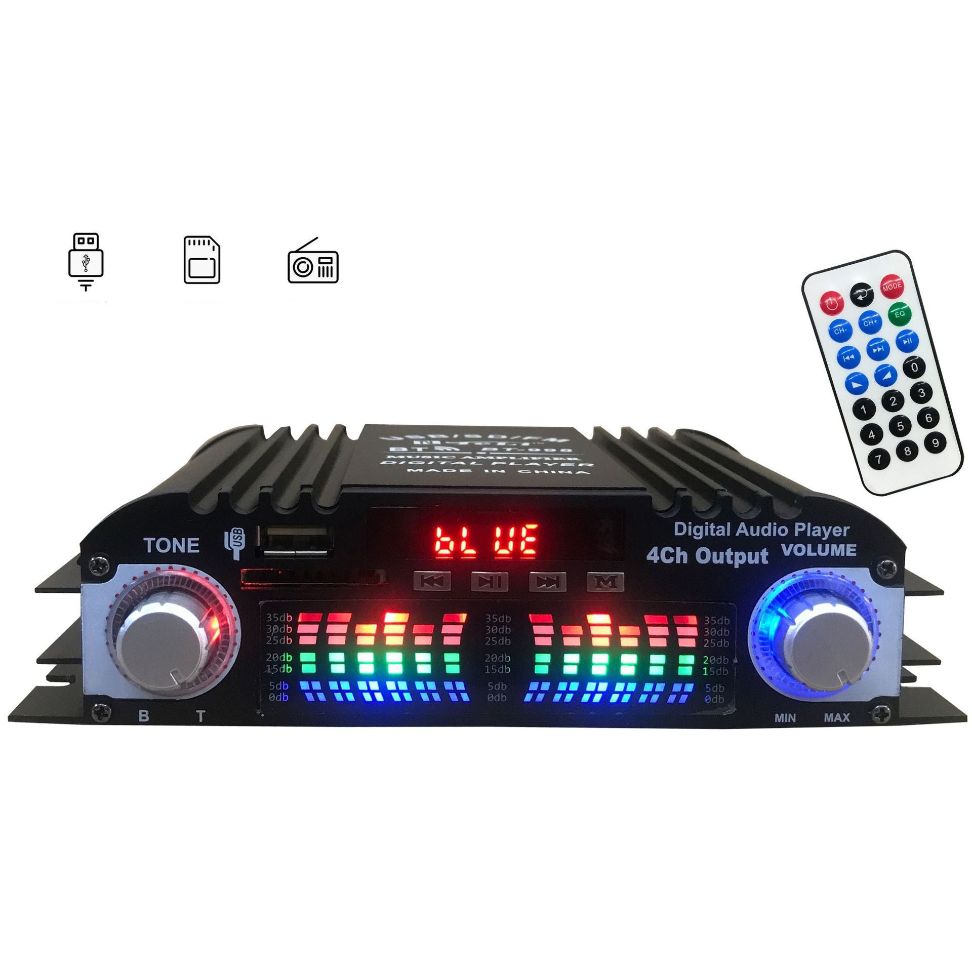 Bluetooth Small Amplifier Card Reader USB With FM Radio