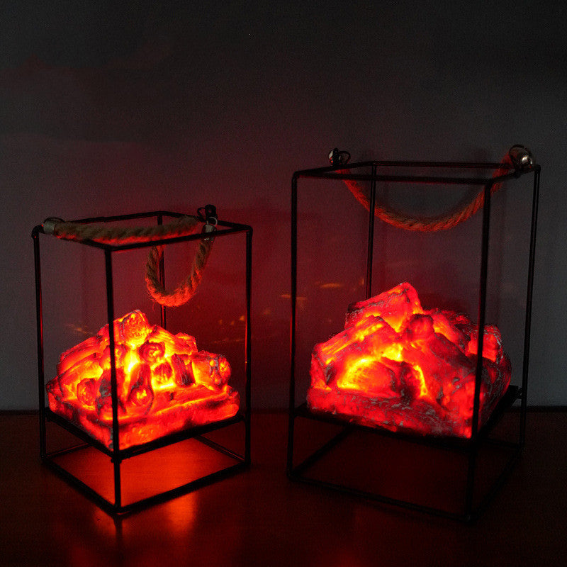 Lampe de Cheminée LED Effet Flamme pour Noël Halloween Foyer Charbon Simulé
