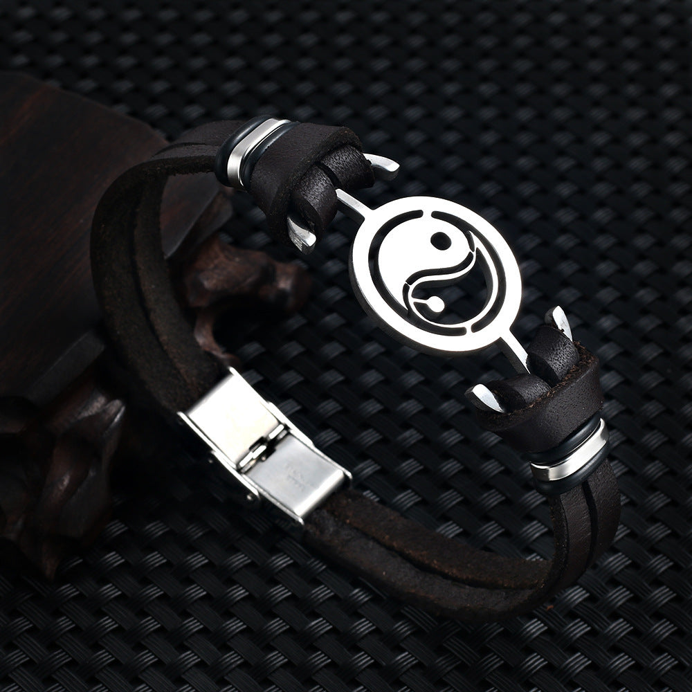 Titanium steel bracelet men stainless steel Tai  Taoism