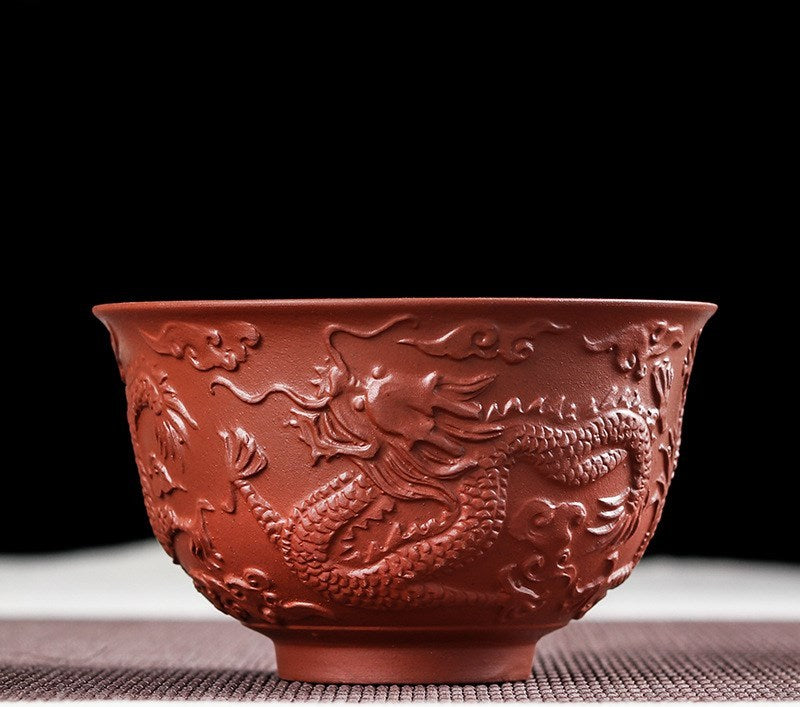 Purple sand embossed tea cup