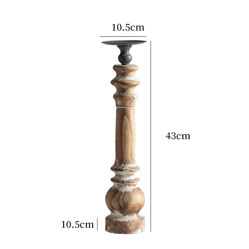 American Retro Solid Wood Wrought Iron Candle Holder Ornaments