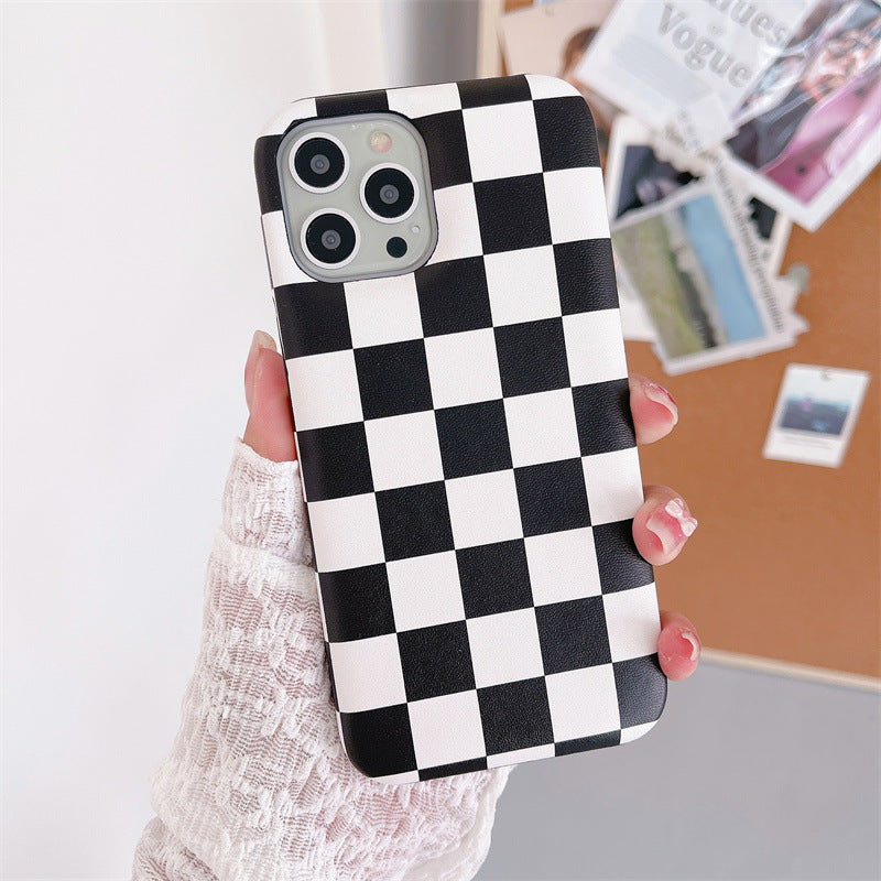 Checkerboard Air Cushion Leather Phone Case