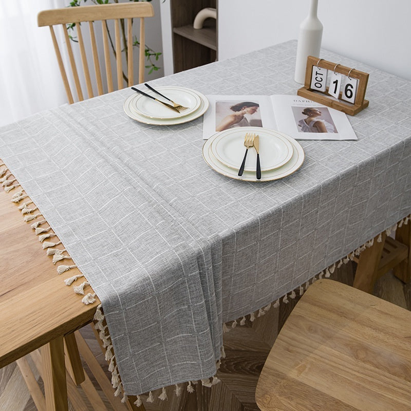Waterproof And Oil-proof Cotton Linen Fabric Rectangular Modern Minimalist Tablecloth