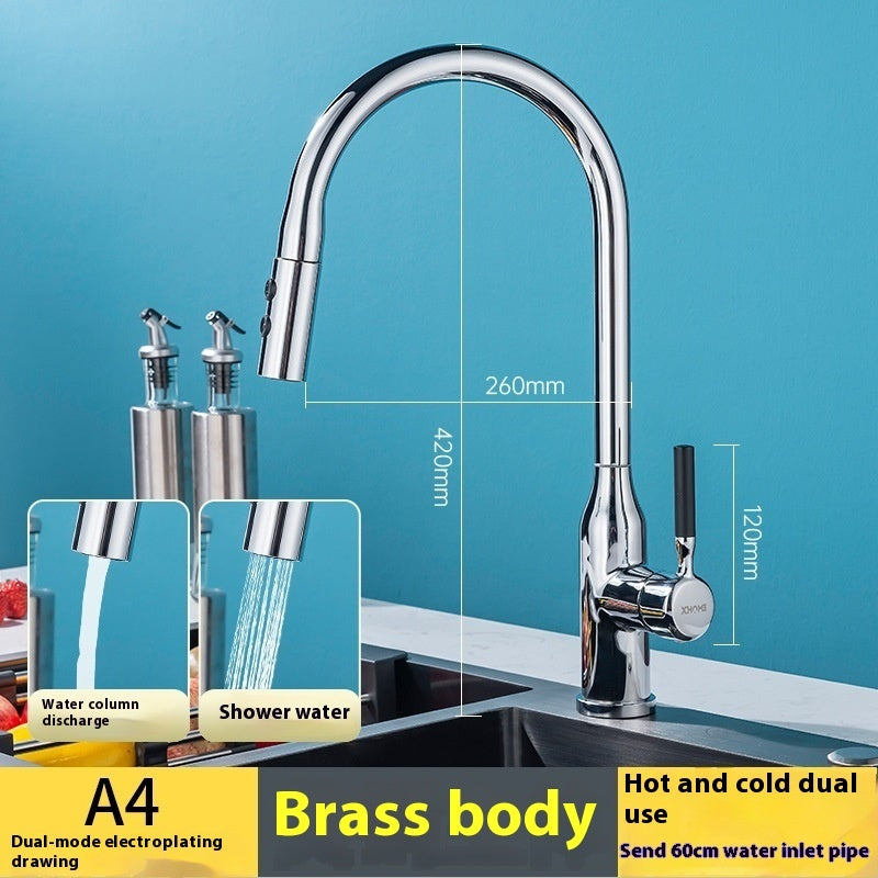 Black Rotatable Retractable Splash Proof Faucet