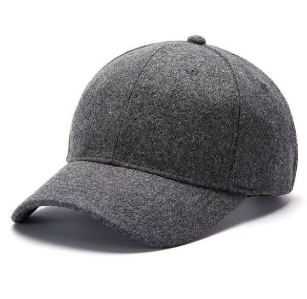 Solid color woolen baseball cap