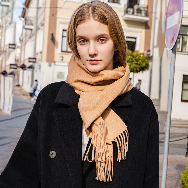 Water Ripple Pure Color Cashmere Warm Scarf