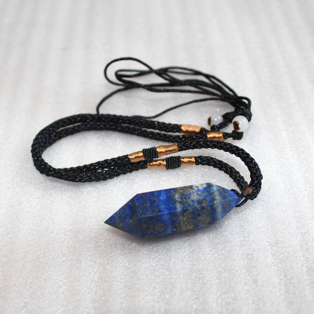 Lapis lazuli six-prism crystal pillar pendant