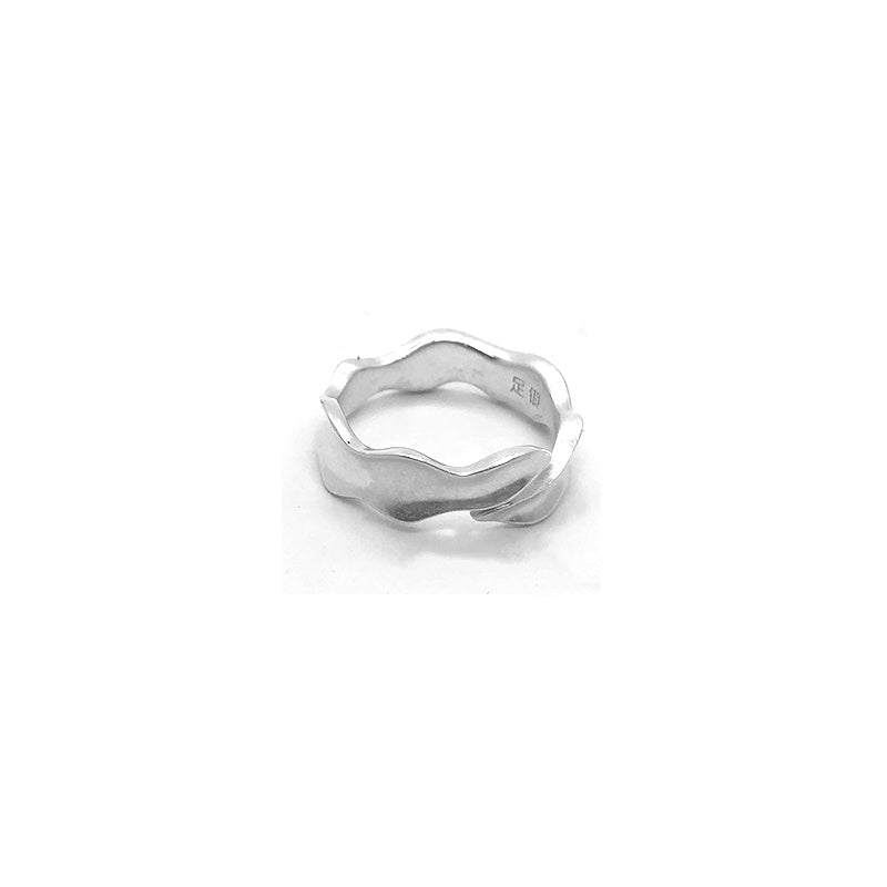Plain Silver Wave Pattern Simple Small Sterling Silver S999 Ring