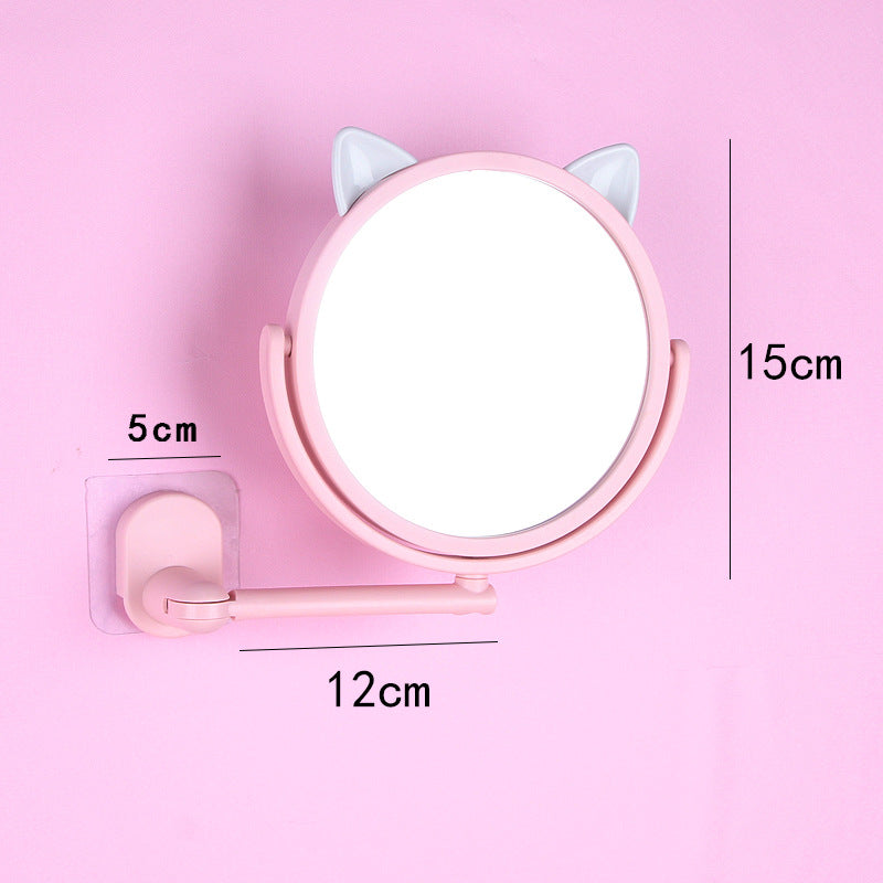 Punch-free cute wall-mounted makeup mirror