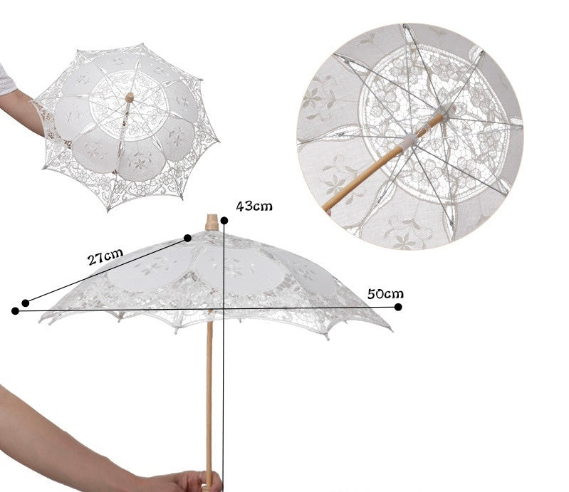 White Lace Decorative Craft Umbrella