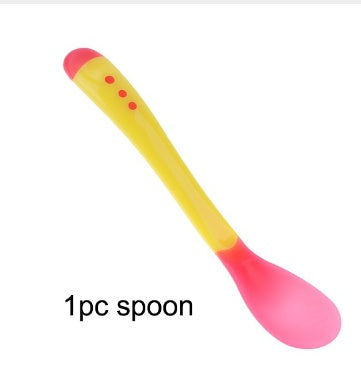 Vaisselle de bébé Assiette à ventouse avec cuillère thermosensible Alimentation de bébé Bols d'alimentation pour bébé