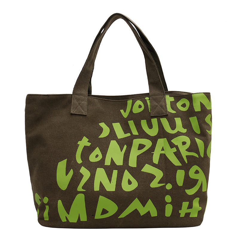 Women's Large Capacity New Letter Hand Shopping Canvas Bag