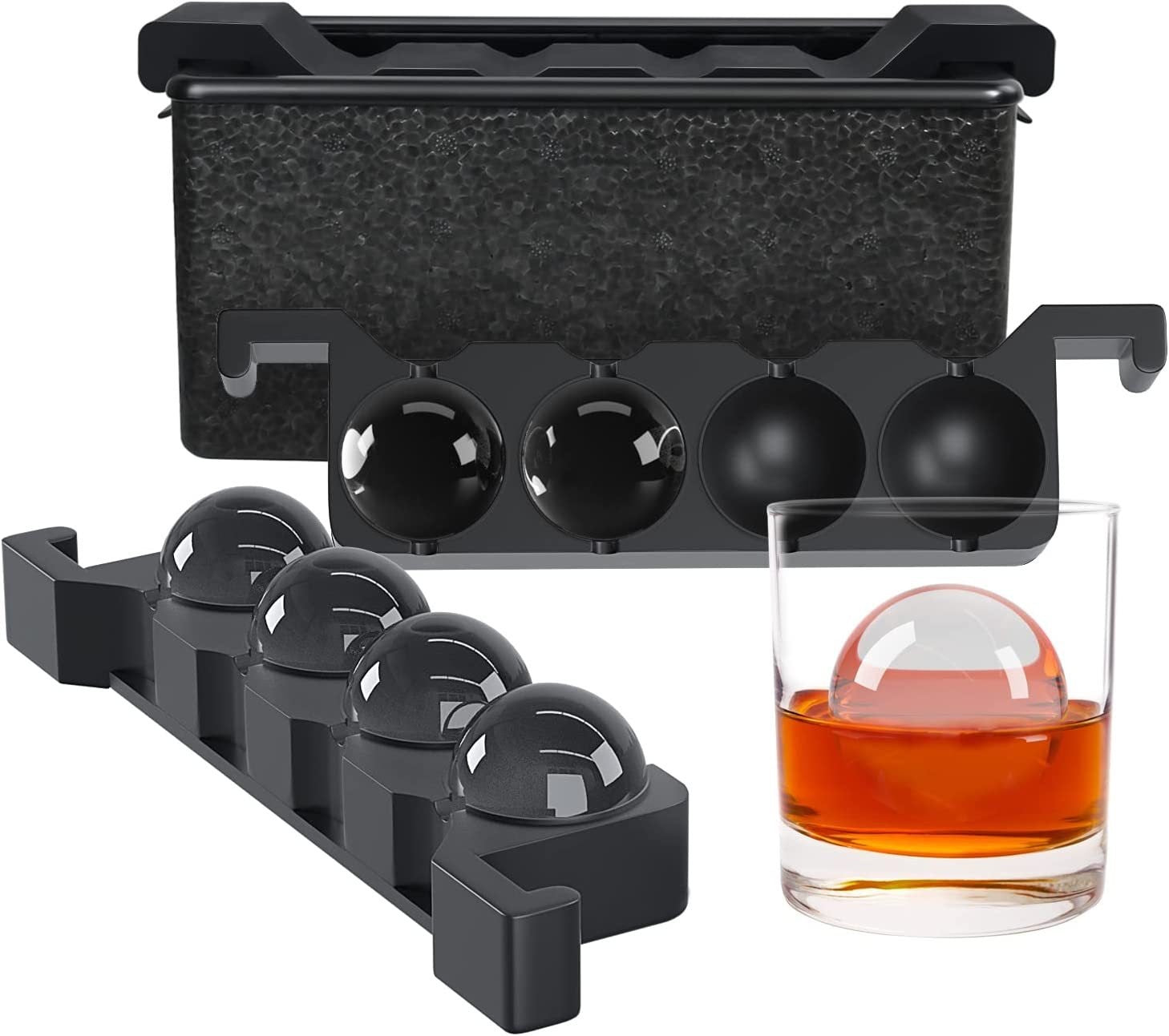 2TCU Transparent Ice Maker Silicone 1 Out 8 Square Ball Mold Bar Whiskey Ice Hockey Airless Bubble