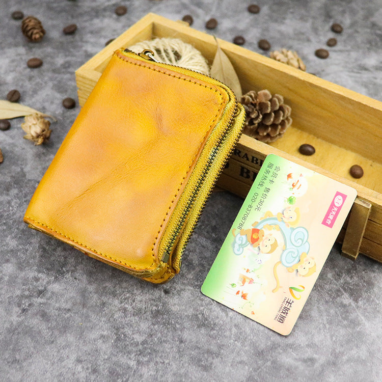 Vegetable tanned leather zipper wallet