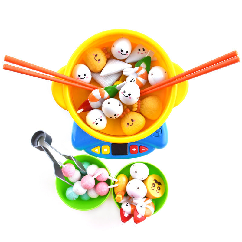 Children's Play House Simulation Kitchen Toy Hot Pot Big Music Bucket Chopsticks