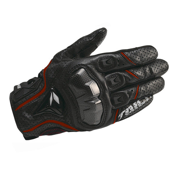 Guantes de carreras clásicos de verano RS-TAICHI RST390 de fibra de carbono perforada y cuero transpirable.