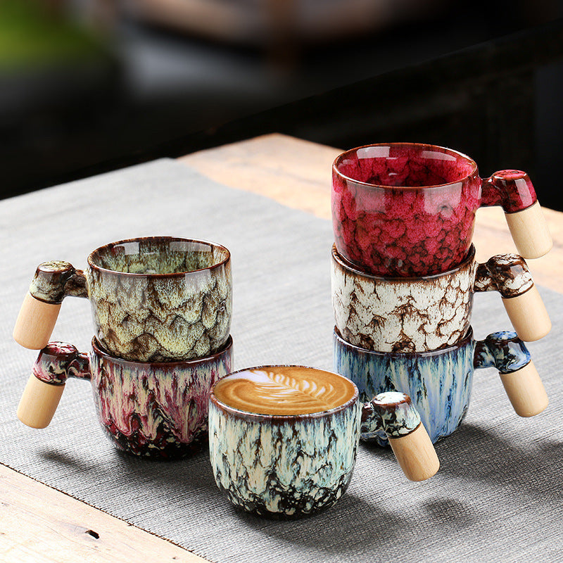 Wooden Handle Ceramic Cup Dahuaware Change Tea Cup Simple