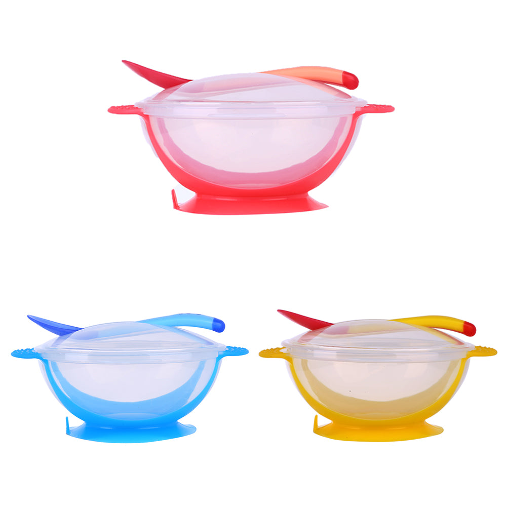Vaisselle de bébé Assiette à ventouse avec cuillère thermosensible Alimentation de bébé Bols d'alimentation pour bébé