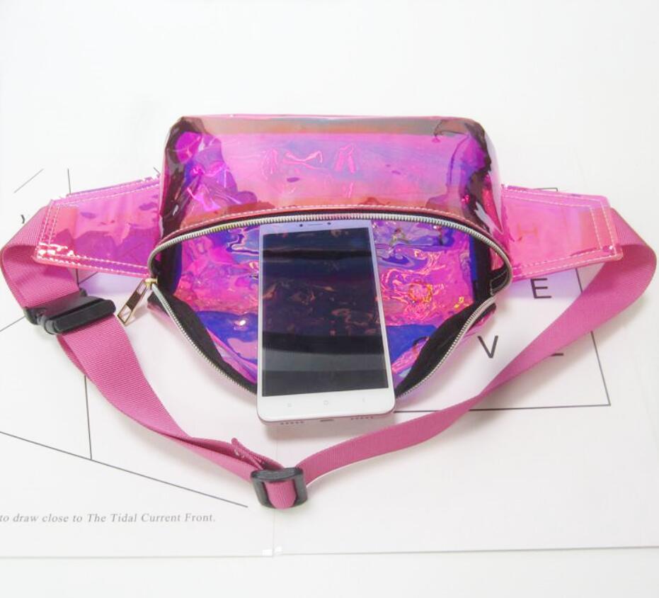 Laser transparent waist bag beach bag women's Messenger bag sports running multi-function cashier chest bag