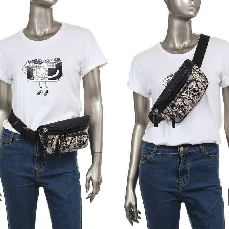Snake print fashion belt bag
