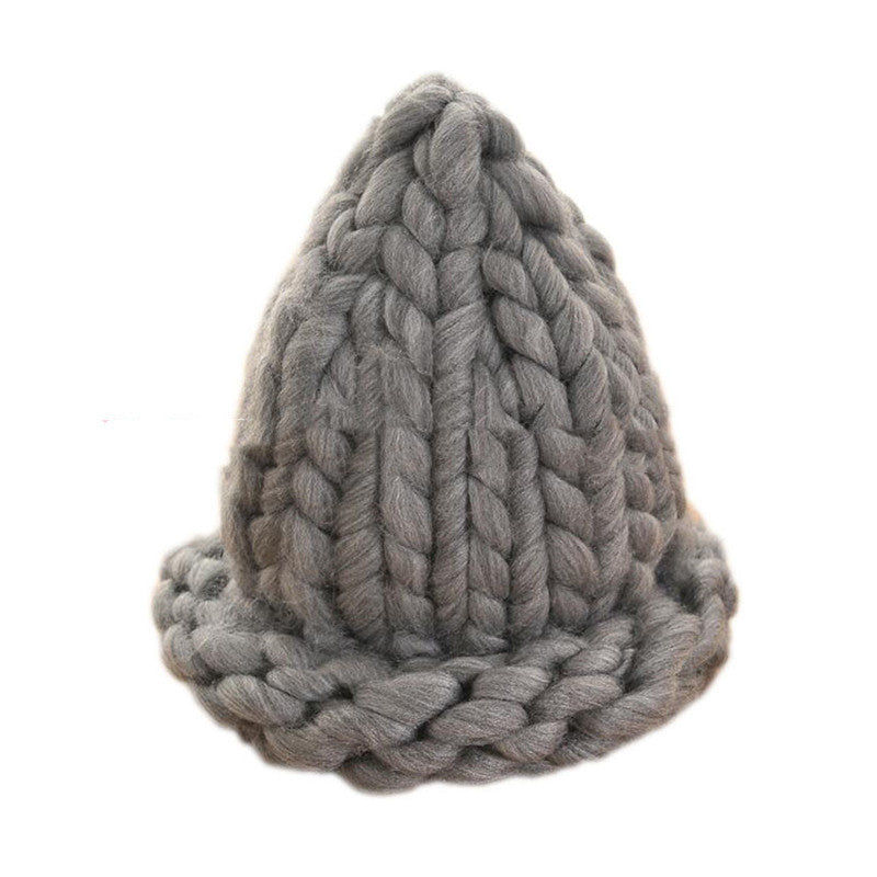 Solid Color Hemming Twist knit Pullover Hat Basin Hat