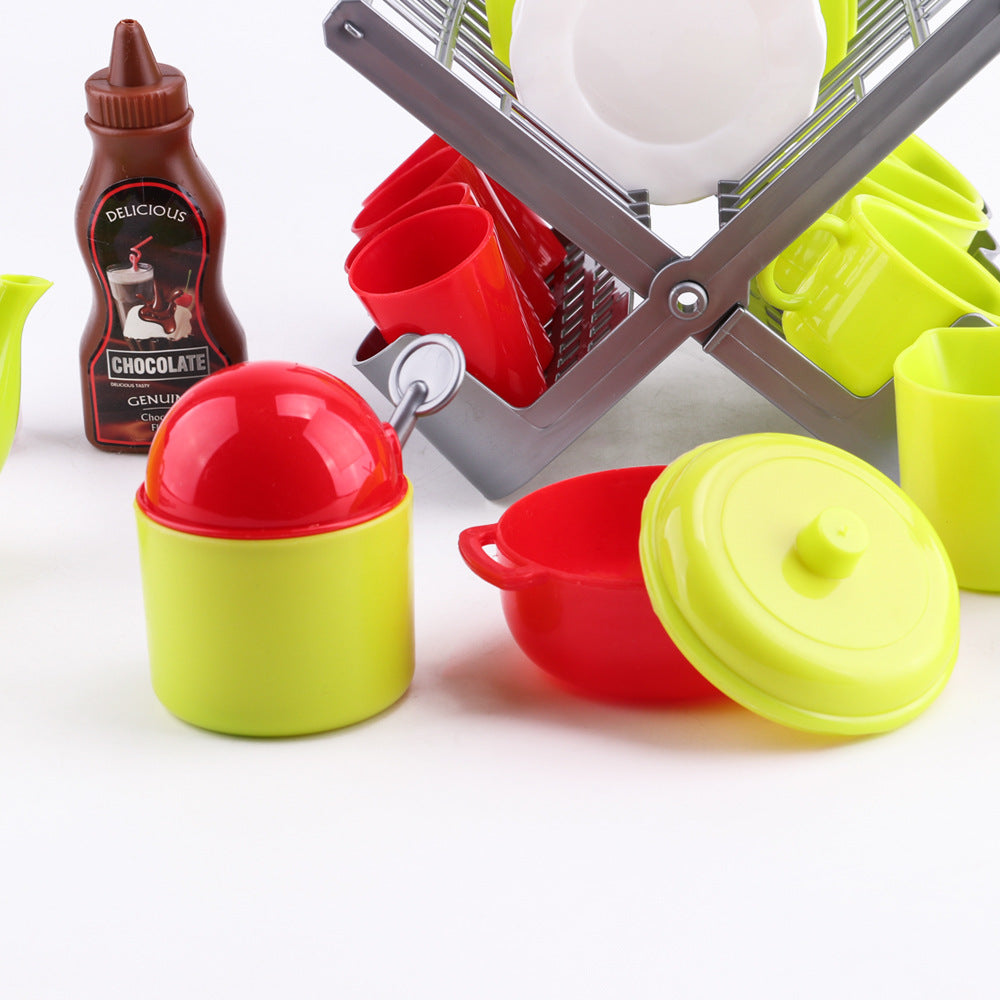 Children's Play House Kitchen Bowl Rack Teapot Combination Toy