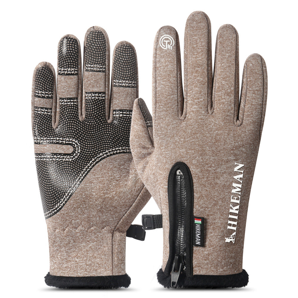 Cycling sports full finger zipper silicone gloves