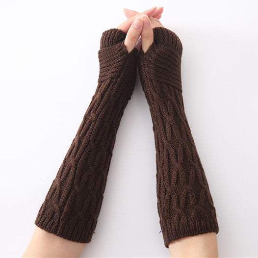 new autumn and winter knitting half finger mitts wool gloves pleated warm men's and women's arm sets