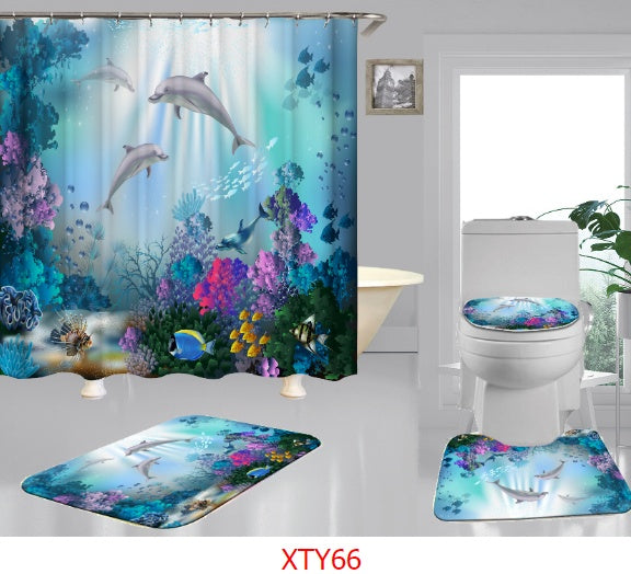 Ocean digital printing shower curtain