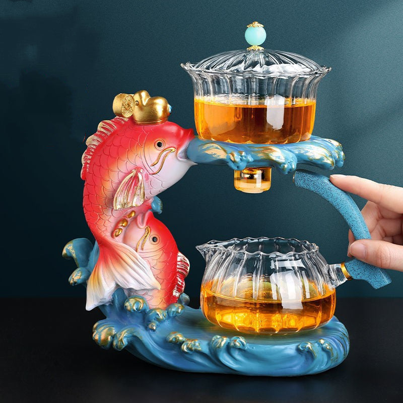 Home Living Room Induction Teapot Glass Automatic Tea Set
