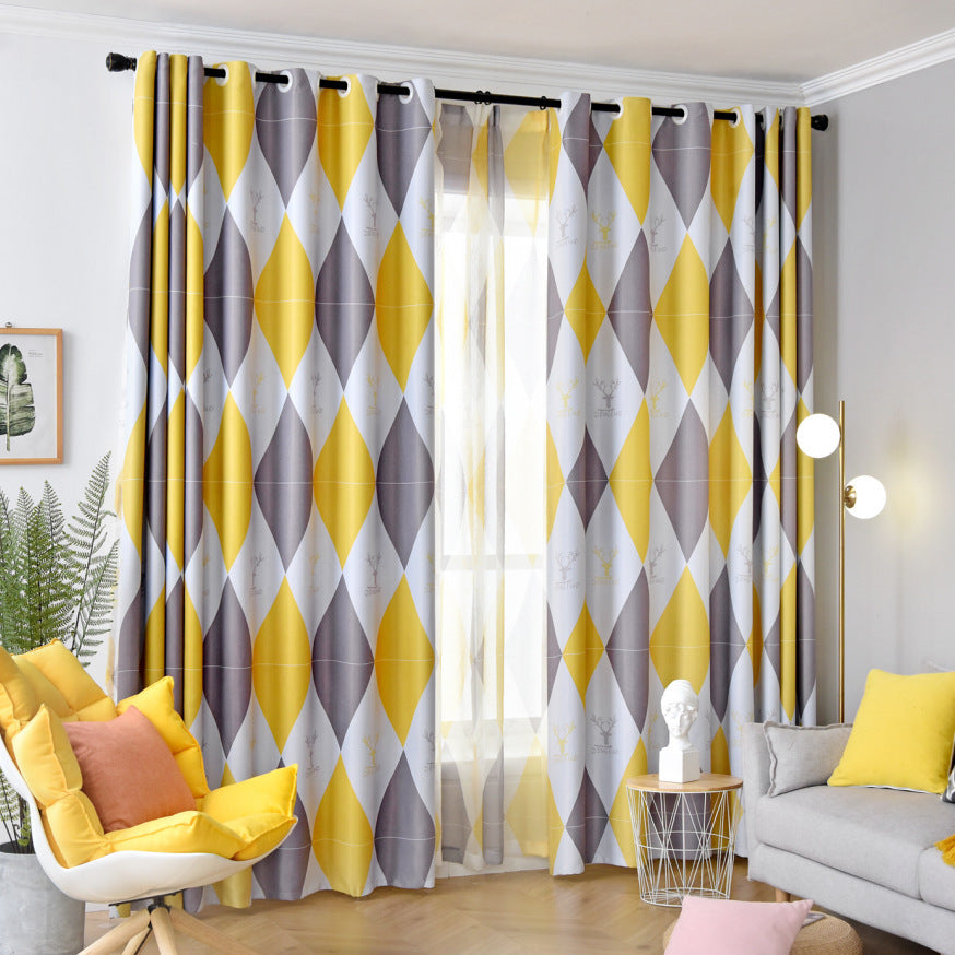 Ins Nordic Style Diamond Space-time Curtain Fabric Shade Be