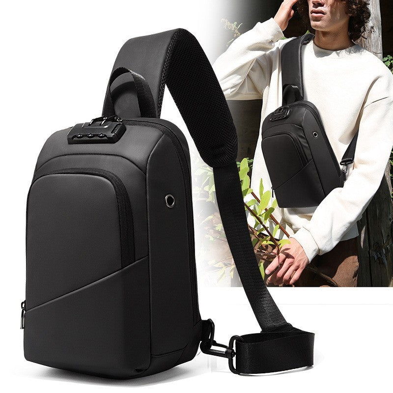 Men's Casual Running Chest Password Lock Anti-theft Shoulder Crossbody Bag