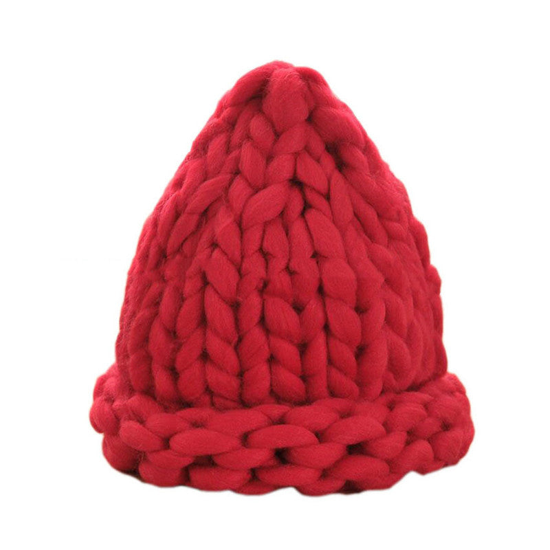Solid Color Hemming Twist knit Pullover Hat Basin Hat