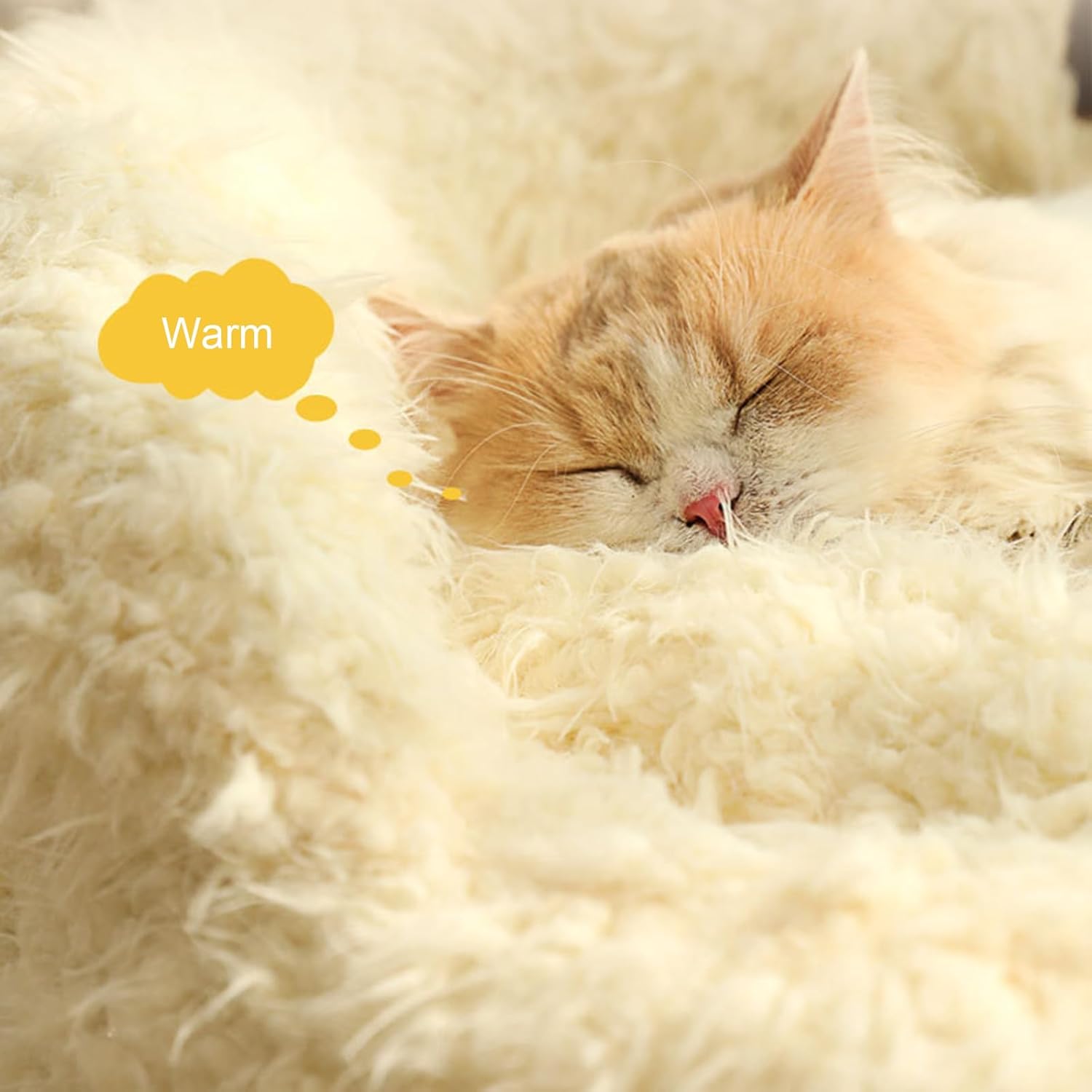 Lit pour animaux de compagnie Alpaga pour petits, moyens et grands chiens et chats, lit apaisant pour chien, lits pour chats avec coussinets en peluche détachables, fond antidérapant, bords surélevés, litière pour chat, nid chaud d'hiver blanc
