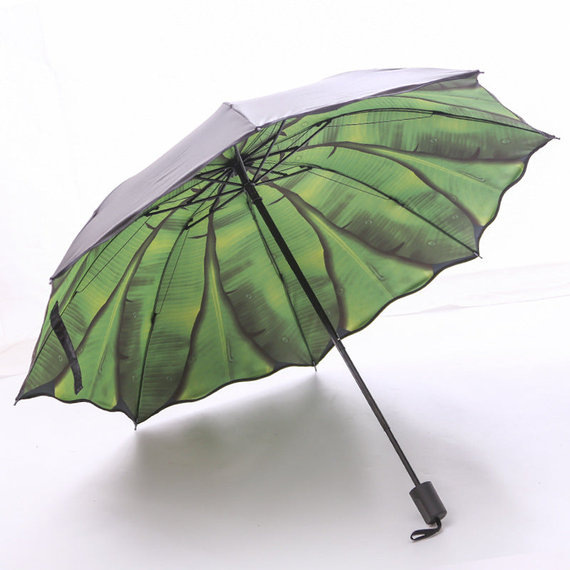 Banana leaf dual-purpose folding umbrella