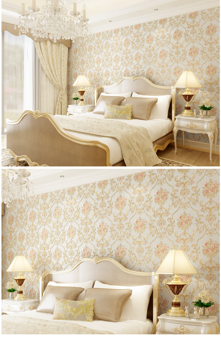 European Damascus 3D Stereo Wallpaper Bedroom Living Room TV Background Wallpaper