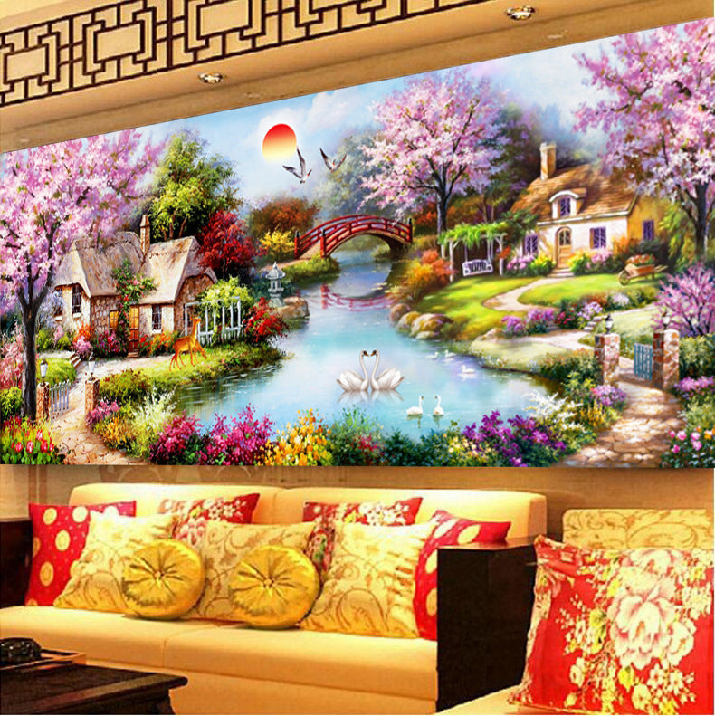 Diamond Painting Oil Painting Cottage With Diamond Cross Stitch