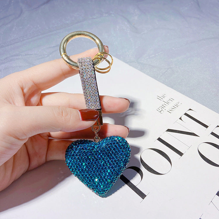 Full diamond peach heart keychain