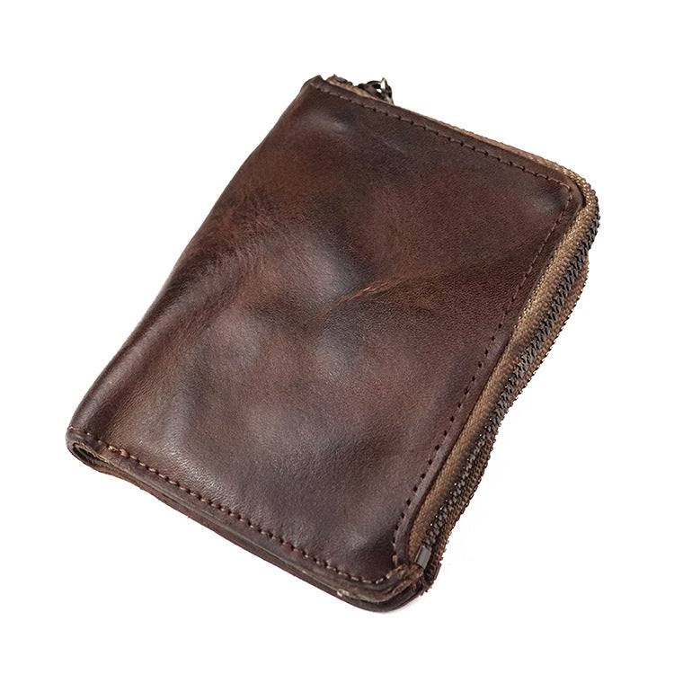 Vegetable tanned leather zipper wallet