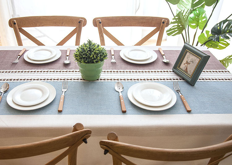 Nordic imitation cotton and linen tassel tablecloth