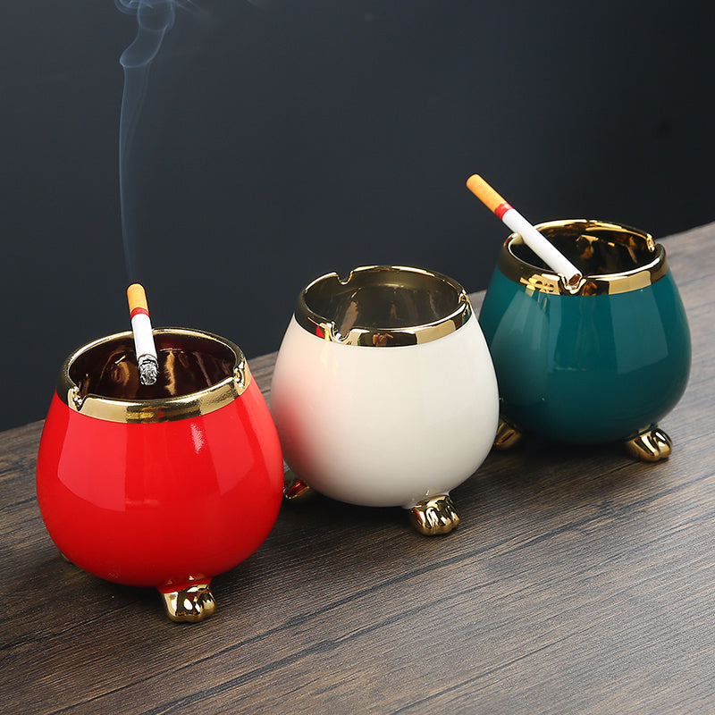 Ceramic Ashtray Creative Household Trend Windproof And Fly Ash Office Living Room Personality Big Ashtray
