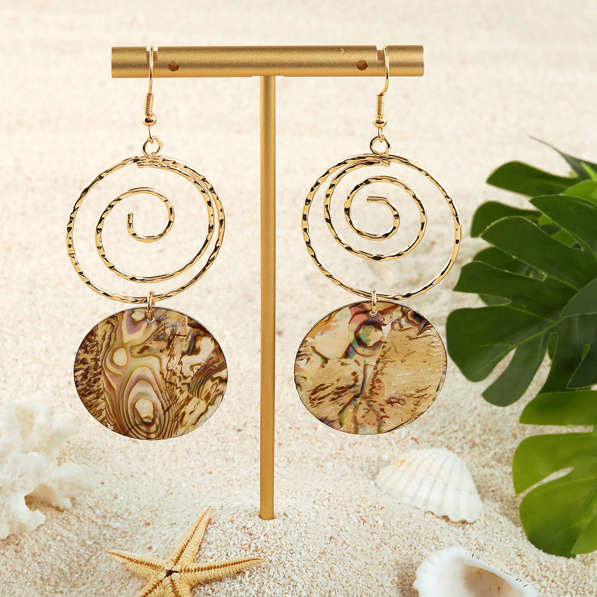 European And American Exaggerated Abalone Shell Earrings SHEIN Popular Niche