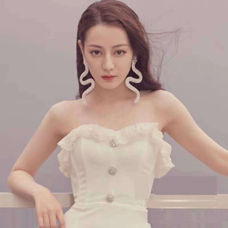 Exaggerated Burst Full Of Diamond Snake Earrings