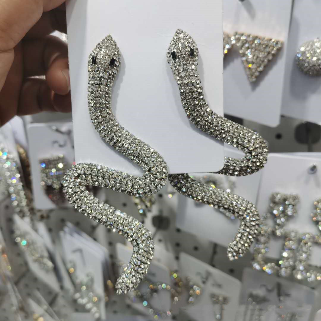 Exaggerated Burst Full Of Diamond Snake Earrings