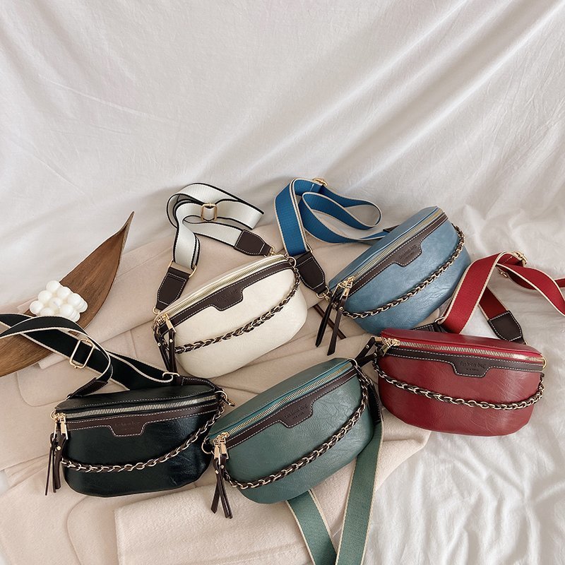 Casual Chest Color Textured One-shoulder Messenger Bag