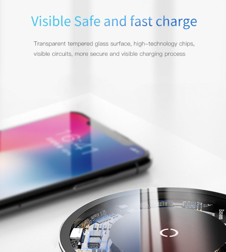 Minimal Wireless Charger Ultra-thin Portable Glass Transparent Mobile Phone Fast Charging Wireless